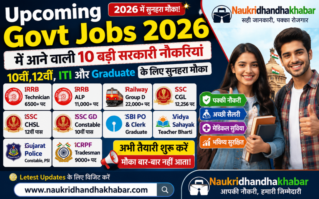 Top 10 Upcoming Govt Jobs 2026: सुनहरा मौका, पक्की नौकरी पाने का शानदार अवसर!
