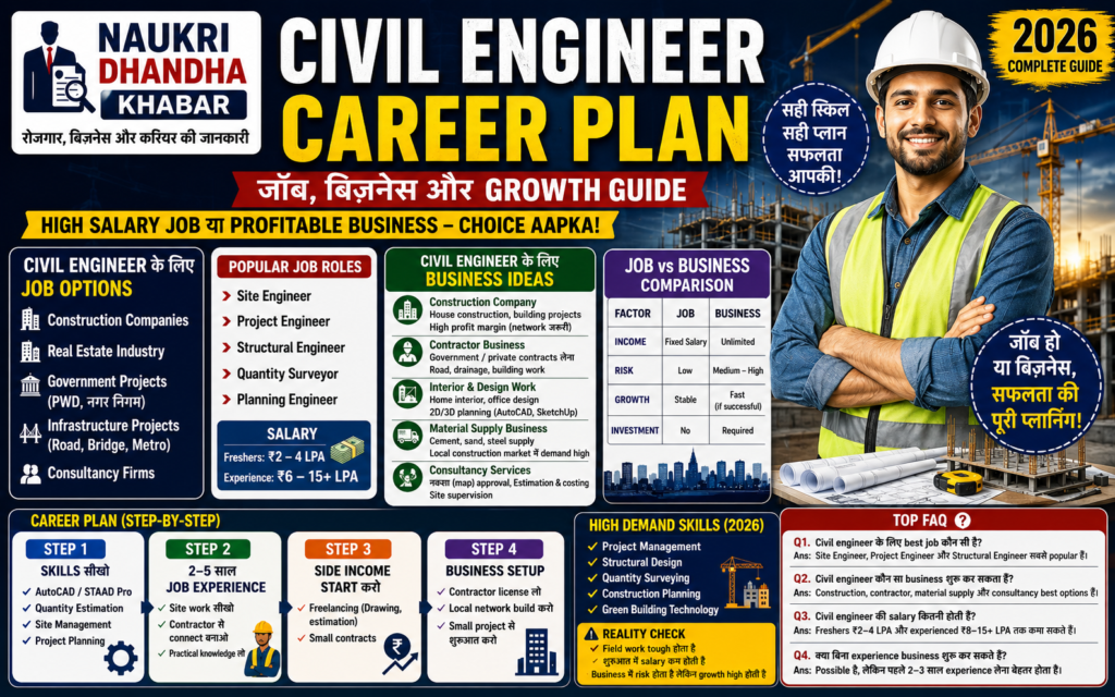 Civil Engineer Career Plan: Job, Business और Growth Guide