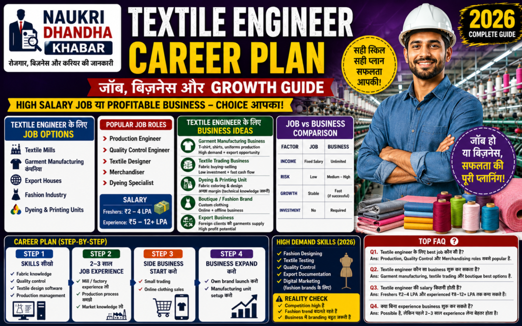 Textile Engineer Career Plan : Job, Business और Growth Guide