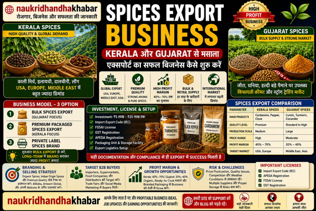 Spices Export Business – Kerala और Gujarat से मसाला बिजनेस